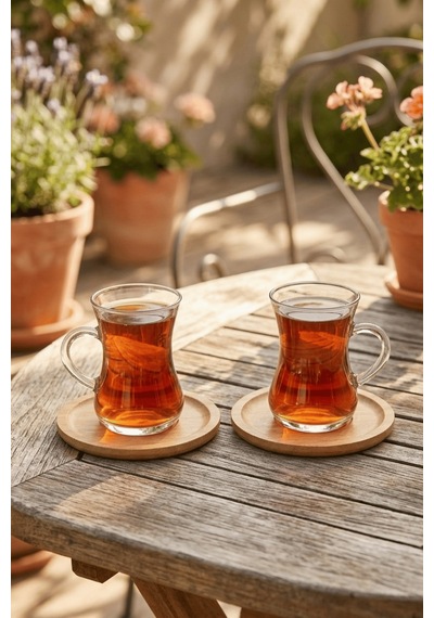 6 Lı Bambu Yuvarlak Çay Tabağı Bardak Altlığı Takımı Seti Mıt1374