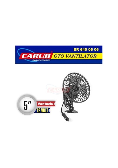 Carub Oto Vantilatör 12v 5 İnch Vantuzlu Vakumlu Çakmak Girişli