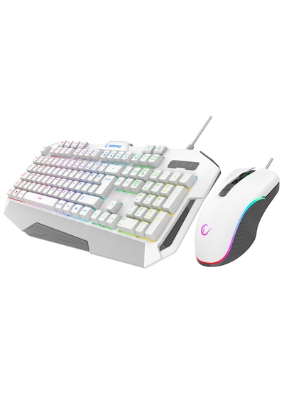 Rampage Km-34 Glare Beyaz Usb Rgb Aydınlatmalı Q 12800 Dpı Mouse Gaming Oyuncu Klavye Set