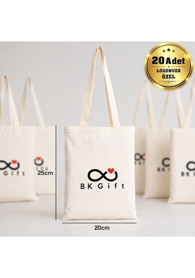 Logonuza Özel 20 Adet Kitap Çantası - Ham Bez Çanta 20x25 Cm Küçük Boy Pamuk Promosyon Çanta Ham Renk
