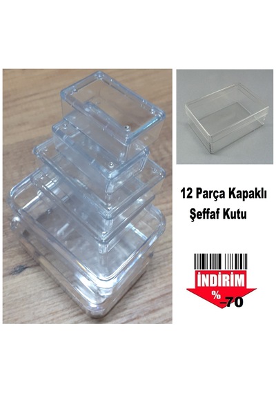 Şeffaf Kapaklı Mini Kutu Seti Boncuk Gravür Mücevher Saklama Kutu