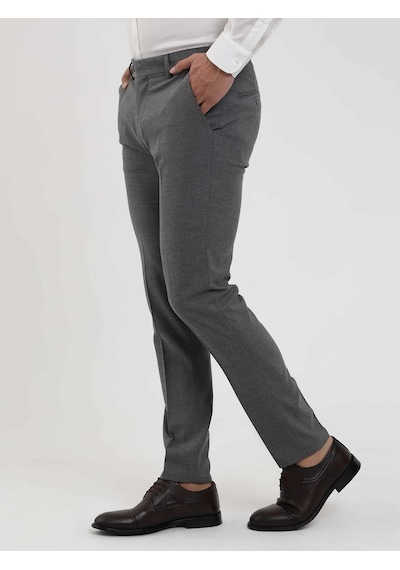 Dufy Koyu Gri Erkek Ekstra Slim Fit Melanj Desenli Klasik Pantolon - 103500-koyu Gri Koyu Gri