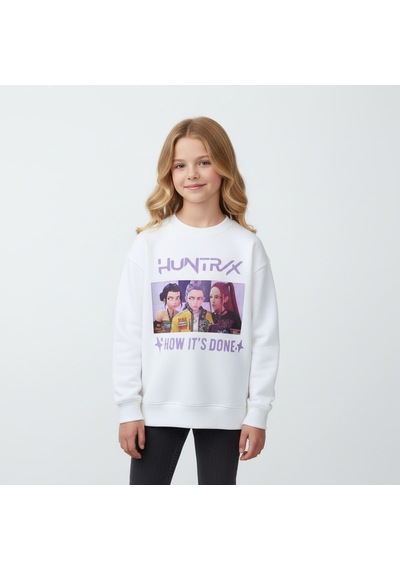 Kpop Kız Çocuk Sweatshirt St09620 KREM