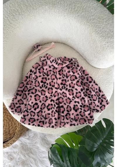 Miniğimin Cicileri Leopar Astarlı Kız Bebek Ceket - Pembe
