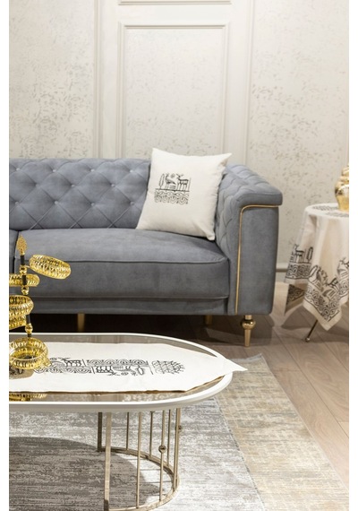 Etnik Hitit Desen El Baskısı Kırlent Kılıfı 2 Li 45x45 Cm %100 Organik Hambez Kumaş Ekru - 678650614 Ekru