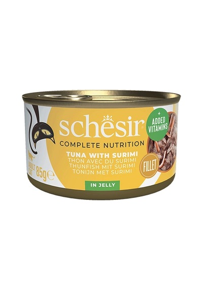 Schesir Jelly Ton Balığı Ve Surimi Jöle İçinde Yetişkin Kedi Konservesi 85g
