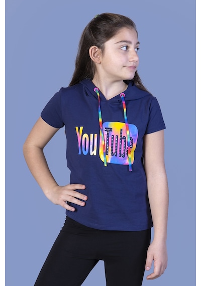 Toontoy Kids Toontoy Kız Çocuk Youtube Baskılı Tişört Lacivert