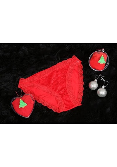 Akbeniz Kadın Pijama Takımı  + Yılbaşı Özel Kalp Kutulu Slip 2'li Set 20244-kırmızı Kırmızı