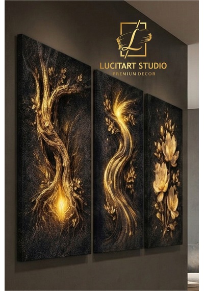 Lucid Art Gold Relief 3 Parça Kanvas Tablo Seti Rölyef Çiçek Ve Doğa Desenli Modern Duvar Tablosu Siyah Siyah Lucid Art Gold Relief 3 Parça Kanvas Tablo Seti Rölyef Çiçek Ve Doğa Desenli Modern Duvar Tablosu Siyah Siyah