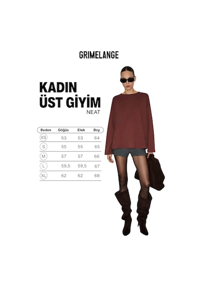 Grımelange Neat Kadın Organik Pamuklu Bisiklet Yaka Oversize Fit Uzun Kollu Kiremit Rengi T-shirt Kiremit Grımelange Neat Kadın Organik Pamuklu Bisiklet Yaka Oversize Fit Uzun Kollu Kiremit Rengi T-shirt Kiremit