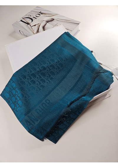 Cd Desen Kaşmir İpek Şal Silk Scarfs Hijab İthal Ürün PETROL YEŞİLİ