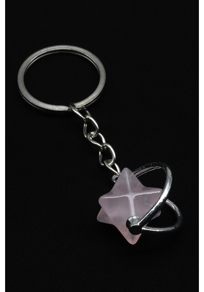 Pembe Kuvars Doğal Taş Anahtarlık - Anh-0146