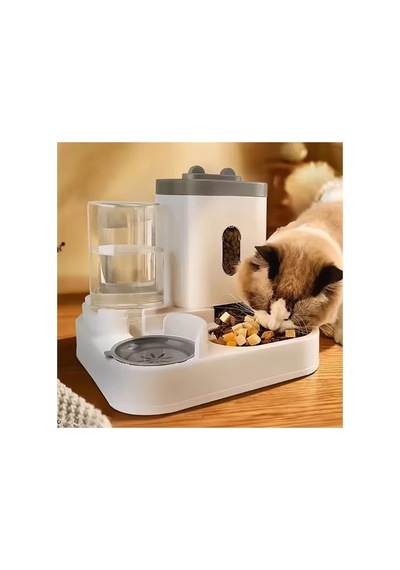 Kedi & Köpek Mama Ve Su Kabı 2.2l Mama + 800 Ml Su Hazneli Standlı Pratik Ve Hijyenik Besleme Seti
