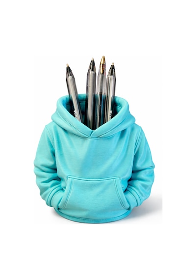 Kapüşonlu Sweatshirt Tasarım Kalemlik Dekoratif Masaüstü Organizer Siyah - Beyaz