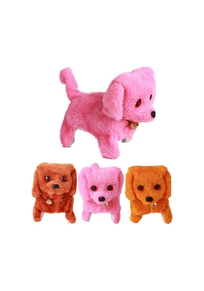 Pembe Peluş Sesli Havlayan Yürüyen Pilli Oyuncak Köpek Pembe