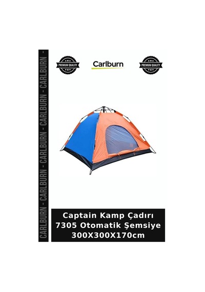 Captain Kamp Çadırı 7305 Otomatik Şemsiye 300x300x170cm Kolay Kurulum Geniş Çadır Tek Çıkışlı Standart