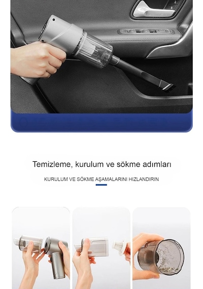Thentech Mini El Süpürgesi Araç İçi Torpido Bagaj Temizliği Koltuk Temizliği İçin Vakumlu Güçlü Mini Süpürge