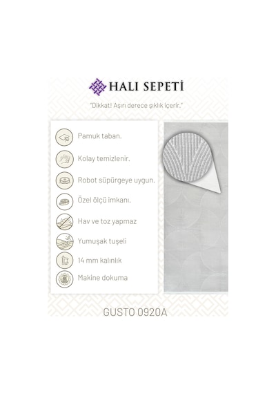 Halı Sepeti Duru Serisi 920a Gri Modern Desenli Makine Halısı Yumuşak Dokulu Hav Salon Halısı Gri