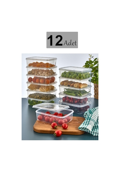 Liv Home 12 Adet 1,35 Lt Dondurulmuş Öğünlük Et Ve Sebze Saklama Kabı - Porsiyon Buzluk Kıyma Kutusu Şeffaf