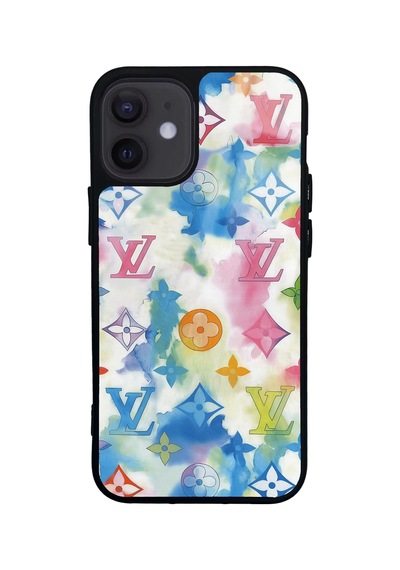 Apple Uyumlu iPhone 12 Mini Renkli Lv Tasarımlı Glossy Telefon Kılıfı Çok Renkli