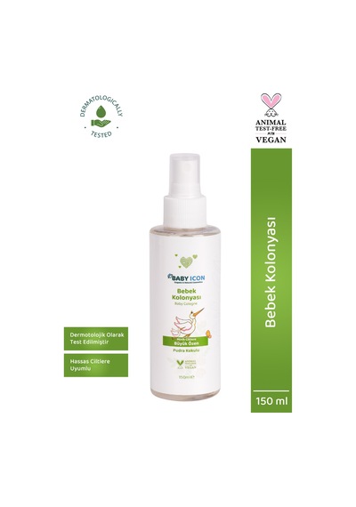 Baby İcon %100 Doğal Bebek Kolonyası 150 Ml Pudra Kokulu Bitkisel Vegan İçerik 709