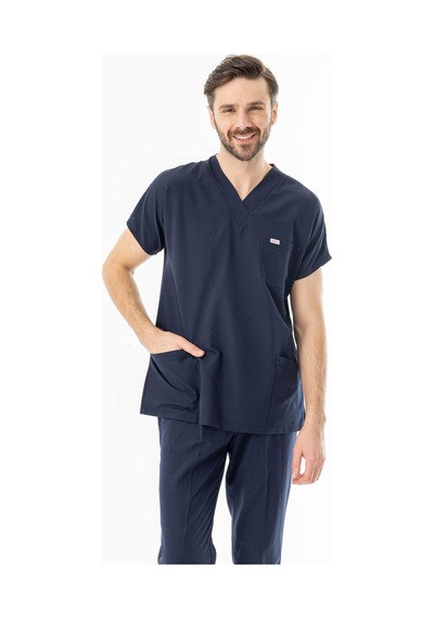Terikoton Yarasa Kol Doktor Hemşire Forması Kaliteli Ve Rahat Kumaş Lacivert Tyrs0001 Lacivert