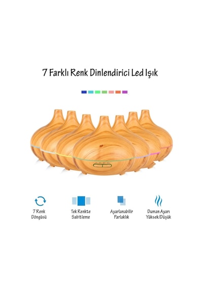 Robeve 550 ml Otomatik Hava Nemlendirici Buhar Makinesi Oda Nemlendirici Aroma Difüzör - Açık Kahverengi