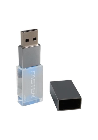 Faster 128 Gb Mimi Serisi Usb 3.0 Yüksek Hızlı Mavi Işıklı Metal Flash Bellek -