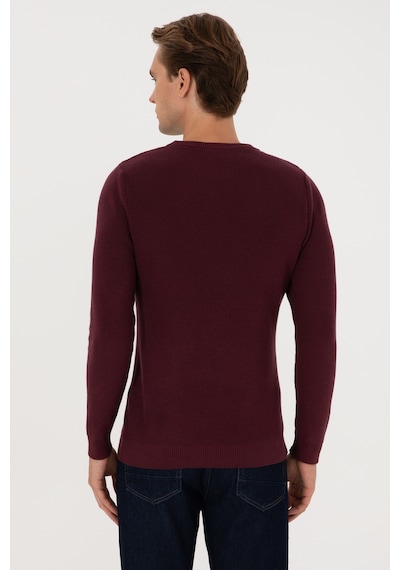 U.S. Polo Assn. Erkek Slim Fit Bisiklet Yaka Bordo Basic Kazak 50313667-VR177 U.S. Polo Assn. Erkek Slim Fit Bisiklet Yaka Bordo Basic Kazak 50313667-VR177