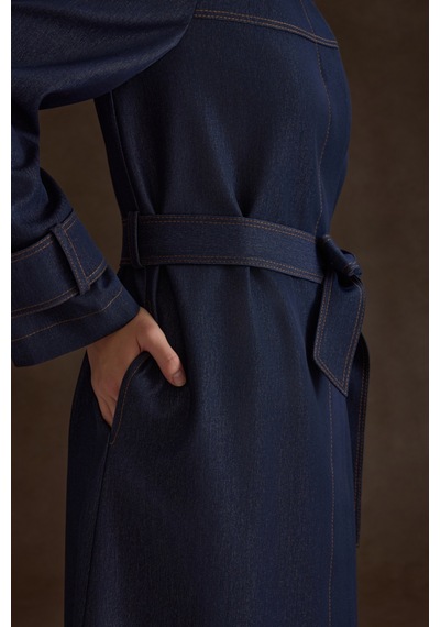 Aker Lacivert Denim Görünümlü Pardösü Lacivert Lacivert