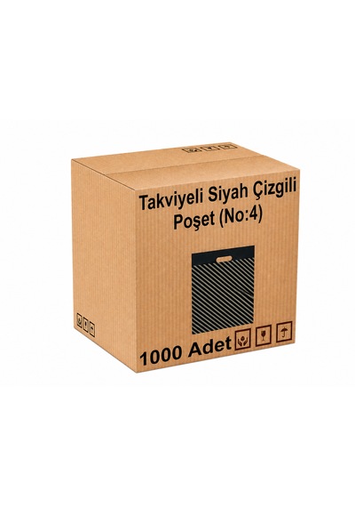 Takviyeli Siyah Çizgili Poşet 40x50 No:4 -1000'li