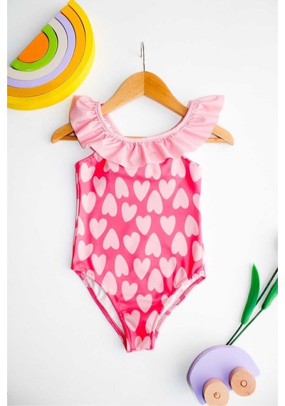 My Kids Wear Çapraz Fırfır Askılı Kız Çocuk Mayo Mor - Lacivert