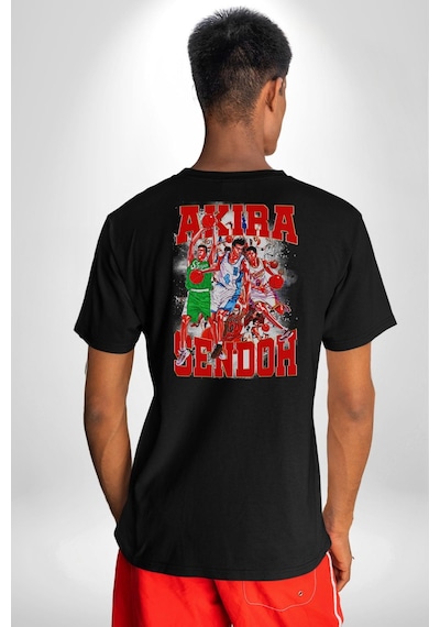 Basketbol Akira Sendoh Anime Slam Dunk Karakter Pamuklu Unisex Oversize Sırt Dijital Baskılı Siyah T-shirt Siyah