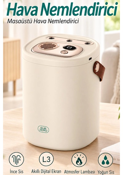 Exenar - Bej - Şarjlı Ultrasonic Hava Nemlendirici Buhar Makinesi 1500ml Şarjlı Buhurdanlık