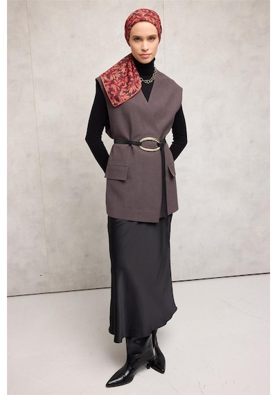 Silk Home Pamuk Polyester Soft Eşarp Kahverengi Çiçek Desenli Kaymaz Dokulu 90x90 Çok Renkli