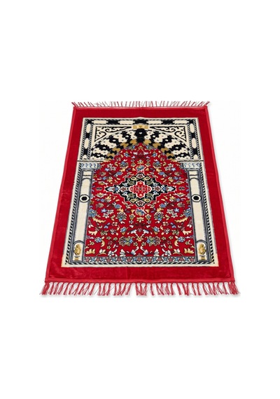 Peluş Seccade 80x120 Cm Desenli Lüks Namaz Seccadesi Çok Renkli-2