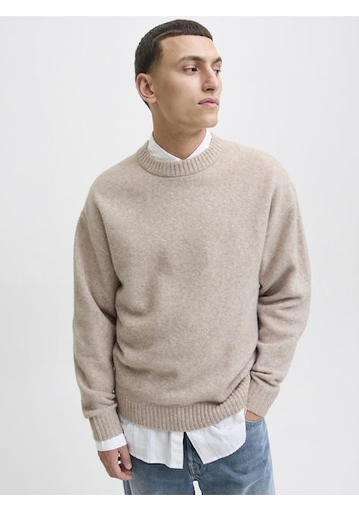 Jack & Jones Jjesoho Ollıe Knit Basic Erkek Crew Neck Kazak Modelleri Bej