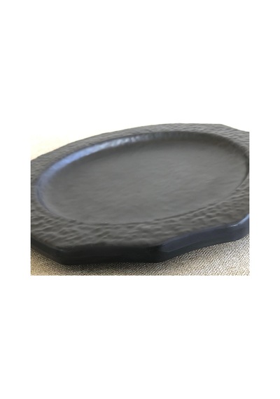 Melamin Çukur Köşeli Servis Tabağı Siyah 25cm - Melamin Sunum Tabağı