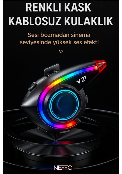Y21 Bluetooth Motosiklet Kask Kulaklığı Renkli Led Işıklı, İnterkom Destekli, Yüksek Ses Kalites