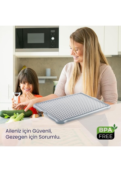 44x35 Cm Plastik Bulaşık Süzgeci Mat Izgara Süzgeçli Süzmatik Tezgah Üstü Bulaşık Kurutmalık Bü Asorti