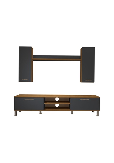 Decoraktiv Eko 7 Mdf Dvd Krom Ayaklı Tv Ünitesi Tv Sehpası Pera - Antrasit