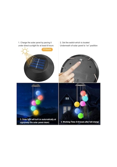 Coverzone Solar Garden Lights Hanging Eva Ball Güneş Enerjili Asılabilir Bahçe Aydınlatma Ip44 Dış Mekan Dekorati Çok Renkli