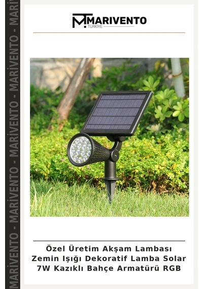 Özel Üretim Akşam Lambası Zemin Işığı Dekoratif Lamba Solar 7w Kazıklı Bahçe Armatürü Rgb
