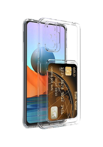 Ekılıf - Xiaomi Redmi Note 10 Pro Uyumlu - Kılıf Kartlıklı Şeffaf Setra Clear Silikon Kapak - Şeffaf