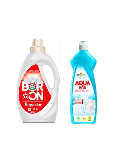 Doğal Mineralli Çamaşır Deterjanı Renkliler İçin 26 Yıkama+ 1 Adet 650 Ml Aquabor Bulaşık Deterjanı.