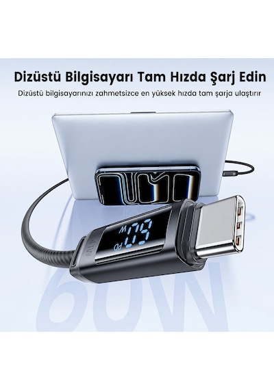 Toocki Tx113c2 60w Dijital Usb-c To Usb-c Silikon Kablo