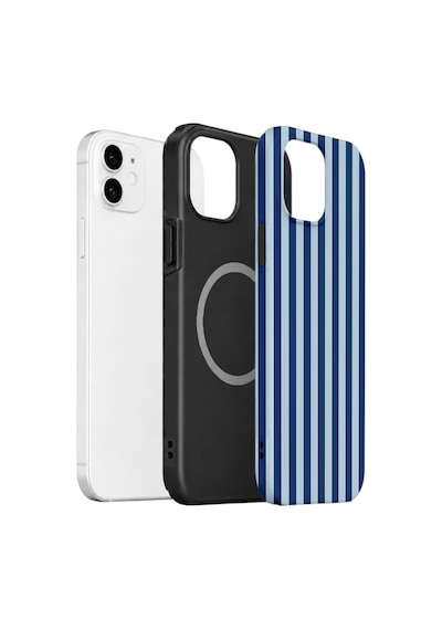 Apple iPhone Uyumlu 11 Vorian Çift Katmanlı Magsafe Kılıf Navy Riviera Stripe