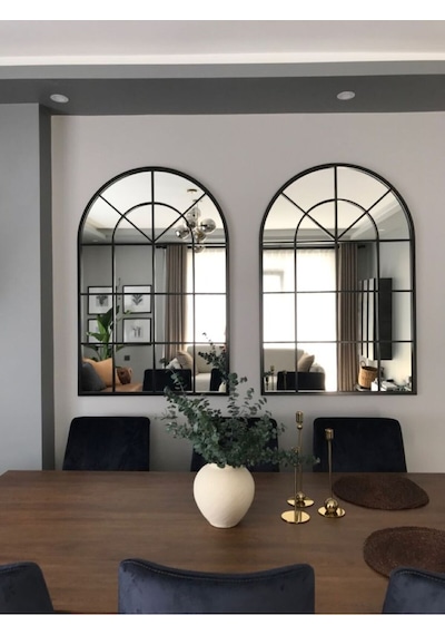Pencere Model Ayna Duvar Aynası Salon Aynası Dressuar Aynası 103cm X 70 Cm Siyah