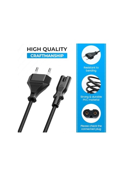 1m Güç Kablosu, Euro Güç Kablosu Fiş Şekil 8 Güç Kablosu Lg Tv, Ps4, Ps5, Xbox, Pc Monitör, Dvd, Yazıcı İçin