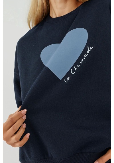 Hiccup Baskılı Yuvarlak Yaka Sweatshirt Lacivert